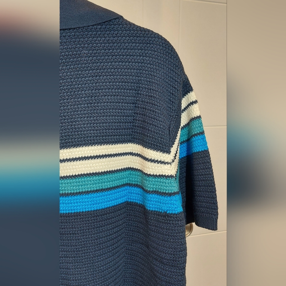 Simply Southern Navy Polo with White and Blue Stripes - Picture 6 of 11